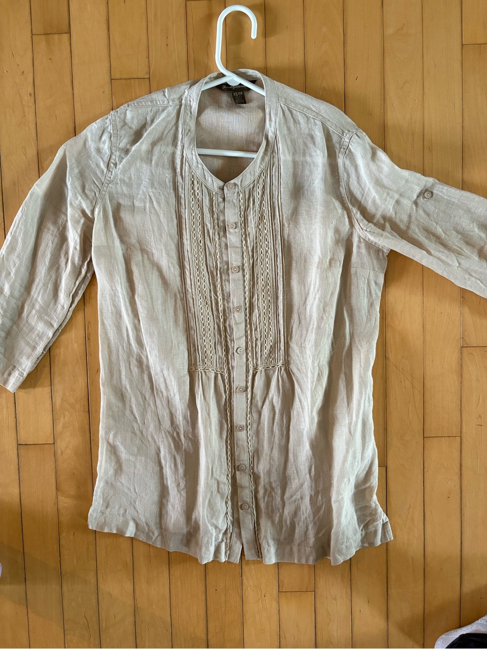 Tommy Bahama- Cream Button-Front Pintuck sheer linen Blouse
